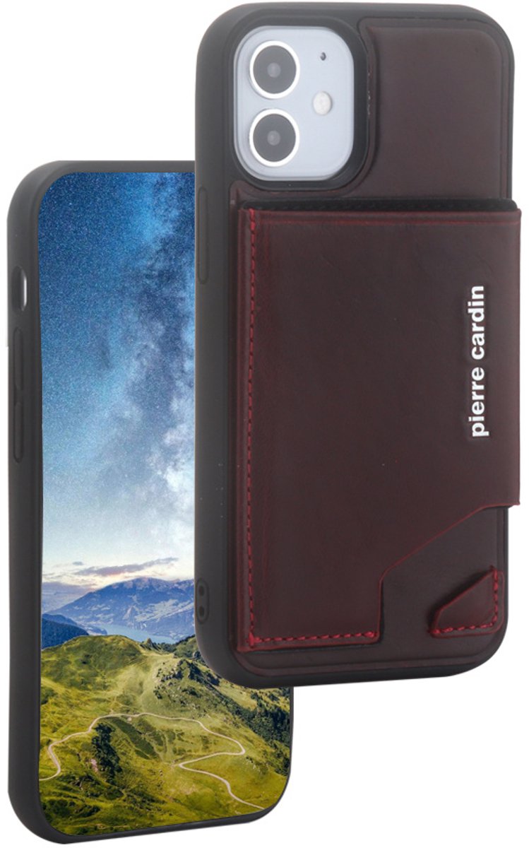 Rood hoesje van Pierre Cardin - Backcover -iPhone 12 - 12 Pro - Echt leder