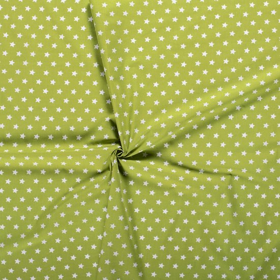 Tissu en Katoen - Big Stars - 140cm de large - Vert citron - 10 mètres