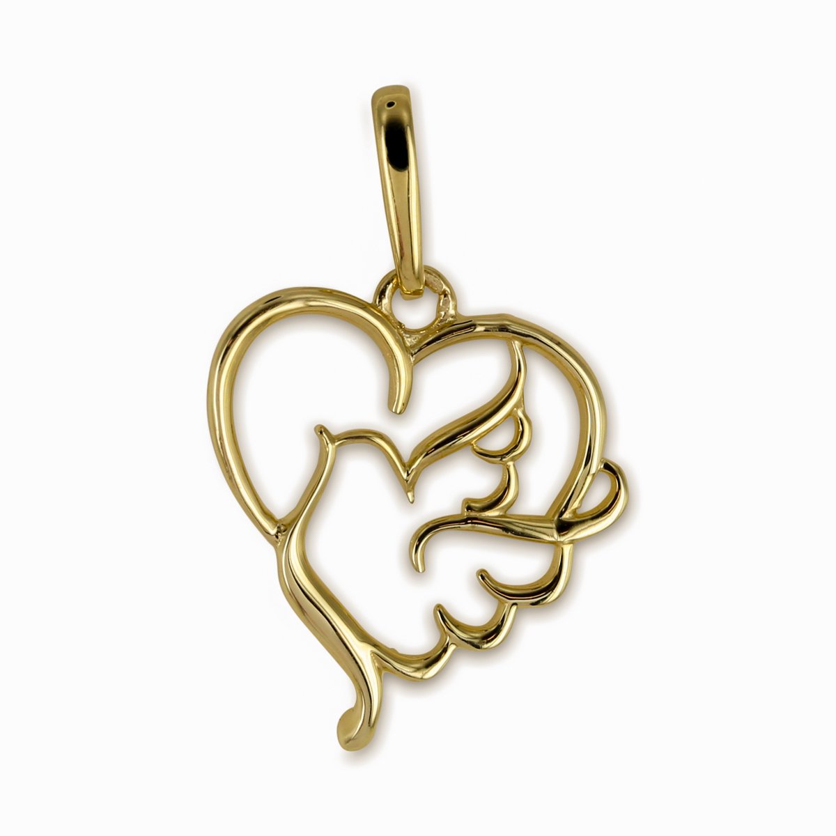 New Bling 9NBSAM-G210489 Gouden Hanger - Dames - Hartje - Duif - 12 x 11,2 mm - 14 Karaat - Goud