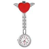 Fako® - Verpleegstershorloge - Zusterhorloge - Verpleegster Horloge - Hart Met Vleugels - Engelhart - Rood