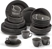 Servies Set 36 Stuks Zwart Porselein Servies voor 6 Personen