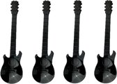 4 Theelepels in de vorm van een Gitaar - Zwart
