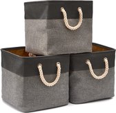 EZOWARE Opvouwbare opbergbox in kubus opbergmand kast kubus opbergmanden met handgrepen (33 x 33 x 33 cm) voor speelgoed, kantoor, kast, huis (grijs / zwart)
