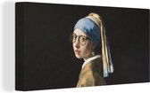 Canvas Schilderij Meisje met de parel - Vermeer - Bril - 80x40 cm - Wanddecoratie