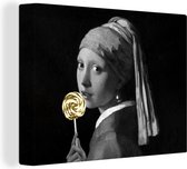 Peinture sur Toile Fille à la Boucle d'Oreille Perle - Johannes Vermeer - Snoep - 120x90 cm - Décoration murale