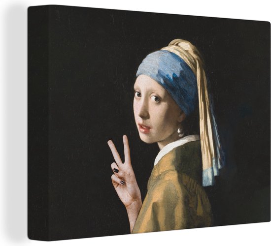Toile Peinture Fille à la Boucle d'Oreille de Perle - Vermeer - Paix -  80x60 cm -... | bol.com