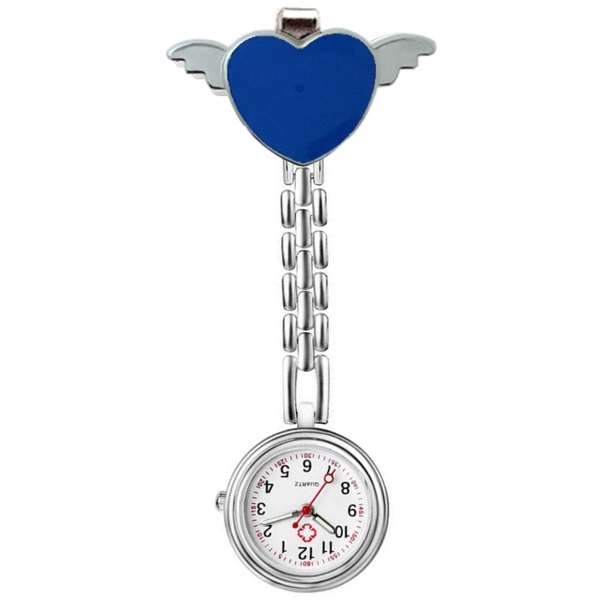 Fako® - Verpleegstershorloge - Zusterhorloge - Verpleegster Horloge - Hart Met Vleugels - Engelhart - Donkerblauw