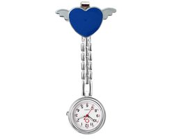 Fako® - Verpleegstershorloge - Zusterhorloge - Verpleegster Horloge - Hart Met Vleugels - Engelhart - Donkerblauw