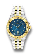 NEEV - Dames Bicolor Horloge - Ø34 mm - Maddison - Blauw Parelmoer Wijzerplaat - Goud/Staal - Stainless Steel - Sieraden - Quartz- Horloge