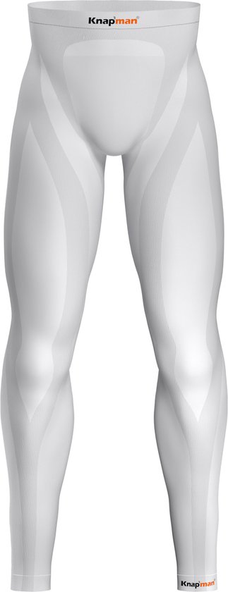 Pantalon long de compression zoné Knapman 45% Wit | Long Compression Pants - Leggings de compression pour Homme | Taille S