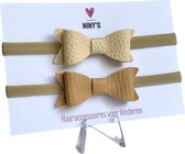 Haarbandjes - Baby - Kind - Meisjes - Hoofdband - Haaraccessoires - Haarstrik - Strik - Beige - Crème - Wit - Lichtbruin