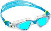 Aquasphere Kayenne - Zwembril - Volwassenen - Blue Titanium Mirrored Lens - Transparant/Turquoise
