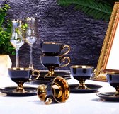 Luxe espresso / Turkse koffie kopjes 6 persoons, 12-delige (zwart-goud)