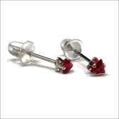 Aramat jewels ® - Zirkonia zweerknopjes driehoek 3mm oorbellen donker rood chirurgisch staal