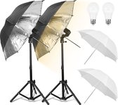 Jocabee studio's® - Set van 2 studiolampen - Inklapbaar - Zwarte én Witte Paraplu - Fotostudio - Fotobox - Paraplu - Daglichtlamp - Product fotografie - Portret fotografie - Trouwr