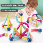 Educatief Kleurrijke Magnetische Staven Bouwset - Constructiespeelgoed - 64 Stuks Bouw Staven