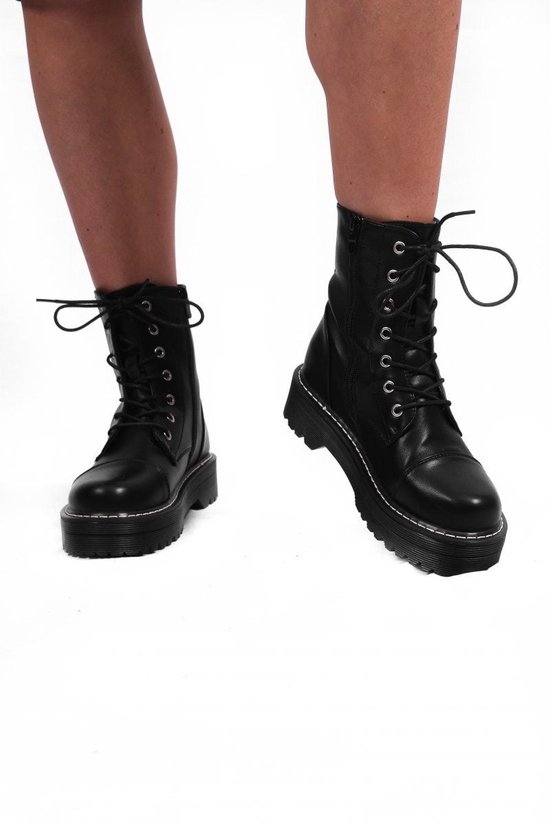 Lady boots | Schoenen dames | Mat | Stoer | Leatherlook | Hoge zool |  Ritssluiting &... | bol.com