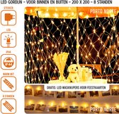 PN - Lichtgordijn 260*140 - Gratis LED Foto Knijpers - 144 LED Warmwit - Mubarak Banner Ramadan decoratie Eid Mubarak - Suikerfeest