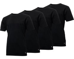Gentlemen - 4-pak heren T-shirts longfit ( extra lang ) - voorgekrompen - 100% katoen - ronde hals - zwart - maat 3XL
