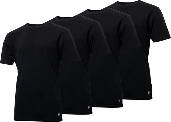 Lot de 4 T-shirts homme Gentlemen longfit, 100% coton pré-rétréci noir col rond 3XL