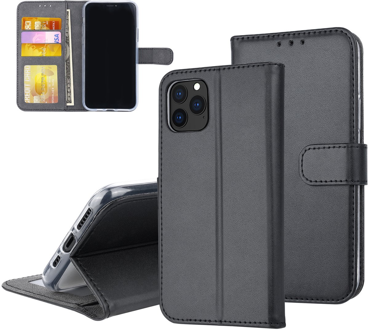 Zwart hoesje iPhone 11 Pro - Book Case - Pasjeshouder - Magneetsluiting