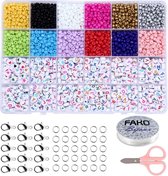 Fako Bijoux® - DIY Perle Set - Lettre Perles et Glas Perles - Fabrication de Bijoux - 4 mm - 3600 pièces - arc -en-