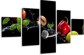 Schilderij - Vliegende groente, 5 luik, premium print