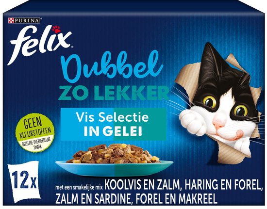 Felix Dubbel Zo Lekker Vis Selectie in Gelei - Katten natvoer - 48 x 85g