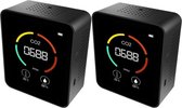 Co2 Meter | 2 stuks | LCD scherm | Digitale meter | Zwart | Luchtkwaliteit meten | Sensor | Binnen | Horeca | Melder | Draagbaar