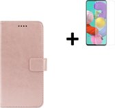 Samsung Galaxy A52 Hoesje -  Samsung Galaxy A52s 5G Hoesje - Samsung Galaxy A52 Screenprotector -  Samsung Galaxy A52s 5G Screenprotector - Wallet Bookcase Rose Goud + Screenprotec