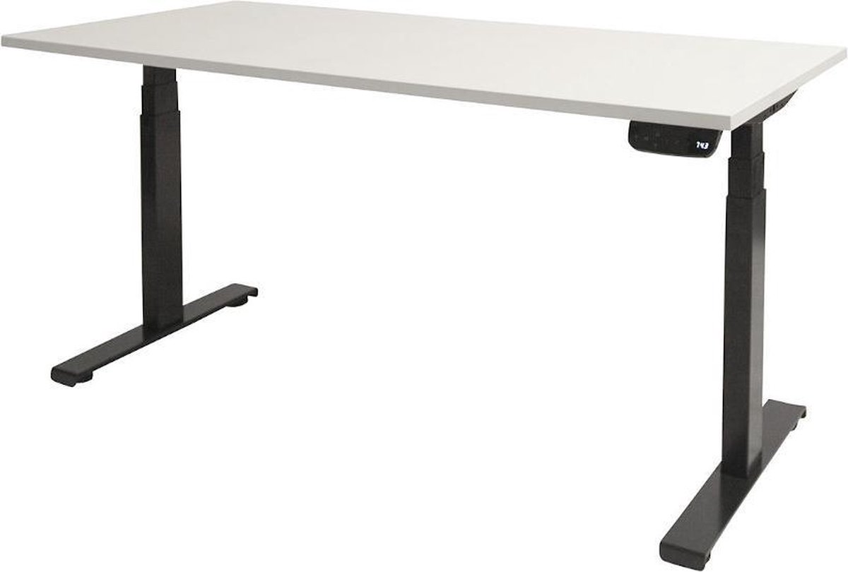 RoomForTheNew Bureau Heathrow plus-Desk - Zit sta Bureau - Zit sta Bureau Elektrisch - Gaming Bureau - Game Bureau - Verstelbaar Bureau - standing Desk--Wit blad-Zwart  onderstel- 180x80