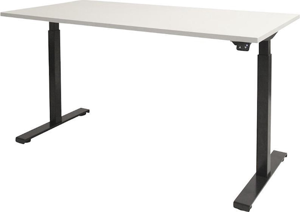 RoomForTheNew Bureau Heathrow Basic-Desk - Zit sta Bureau - Zit sta Bureau Elektrisch - Gaming Bureau - Game Bureau - Verstelbaar Bureau - standing Desk--Wit blad-Zwart  onderstel- 180x80