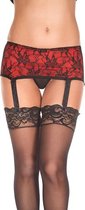 Kanten Jarretelgordel Met String - Zwart/Rood - Sexy Lingerie & Kleding - Lingerie Dames