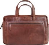 JAP Business Laptoptas - Echt leer - Waterdicht - Schoudertas voor heren en dames - 17 inch - Cognac