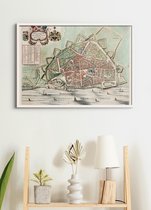 Poster In Witte Lijst - Historische Oude Kaart Nijmegen - Stadsplattegrond - 1649 - Large 50x70 cm - Plattegrond