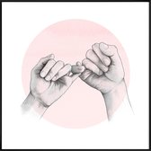 JUNIQE - Poster met kunststof lijst Pinky Swear -20x20 /Grijs & Roze