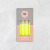 MingMing - Taupe x Neon Geel - Dip Dye Kaarsen - set van 4 - handgemaakte kaarsen - dinerkaarsen