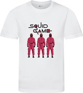Squid Game Soldiers - Squid Game T-shirt - T-shirt kinderen - Maat 122/128 - 7-8 jaar - T-shirt wit korte mouw - Geïnspireerd door Squid Game