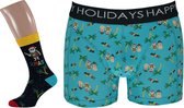 Kerst Boxershort + Sokken Cadeau SET Santa Holidays - Maat  M