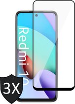 Screenprotector geschikt voor Xiaomi Redmi 10 - Beschermglas Full - Glas Screen Protector - 3 Stuks