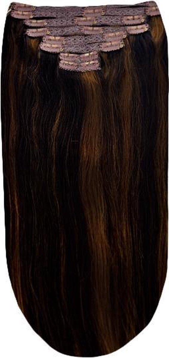 Remy Human Hair extensions straight 16 - bruin 2/6#