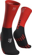 Compressport Mid Compression Socks - zwart/rood - maat 35-38