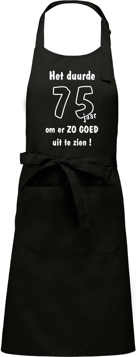 Mijncadeautje - Keukenschort - BBQ schort - Het duurde 75 jaar - zwart