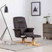 Fauteuil met voetenbank kunstleer bruin