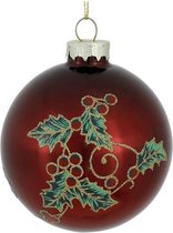 Oneiro's luxe kerstbal HULSTTAK Bordeaux  – ø8 cm -  kerstbal - luxe verpakking – kerstcollectie – kerstdecoratie – kerstboomhanger – kerstversiering