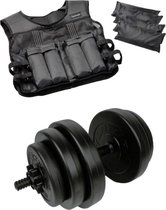 Tunturi - Fitness Set - Vinyl Halterset 15 kg - Gewichtsvest 10 kg