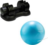 Tunturi - Fitness Set - Tunturi Fitnessbal 25 cm & Verstelbare Dumbbellset 12,5 kg