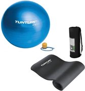 Tunturi - Fitness Set - Fitnessmat 180 x 60 x 1,5 cm - Gymball Blauw 90 cm