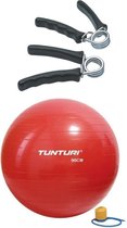 Tunturi - Fitness Set - Knijphalters 2 stuks - Gymball Rood 90 cm