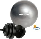 Tunturi - Fitness Set - Vinyl Halterset 15 kg  - Gymball Zilver 55 cm